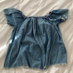 Denim off the shoulder shirt